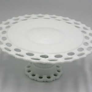 vintage westmoreland milkglass doric lace cake stand image 2