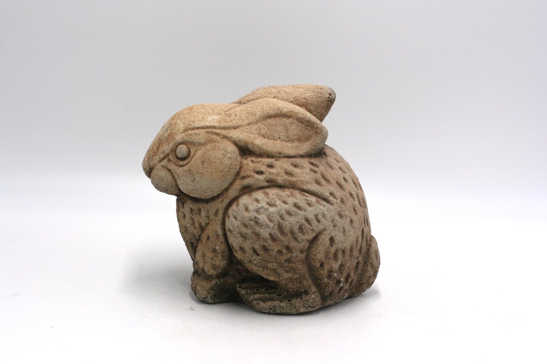 Vintage Concrete Rabbit Garden Figurine - Etsy