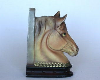 vintage ceramic horse head bookend