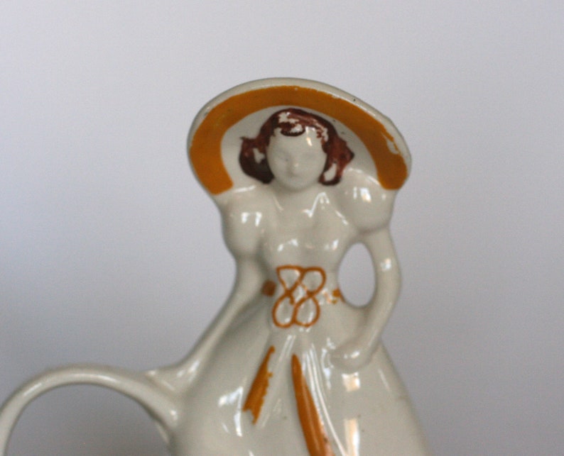 vintage ceramic lady with basket planter made in USA image 2