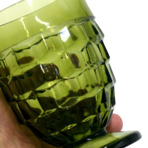 vintage Indiana Glass 8-ounce footed tumbler Whitehall Colony avocado green image 3