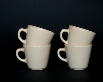 vintage Homer Laughlin tan restaurant ware coffee cups/set of four
