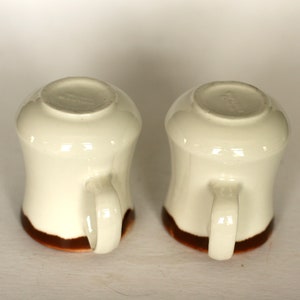 vintage walker china white restaurant ware coffee mugs with brown drip glaze/set of two image 4