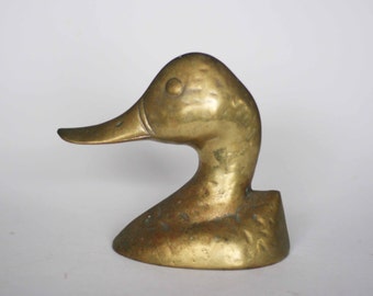 vintage brass duck bookend