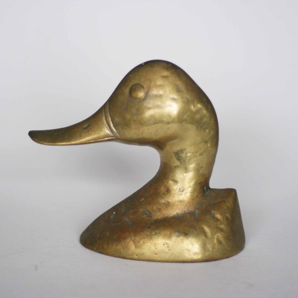 vintage brass duck bookend