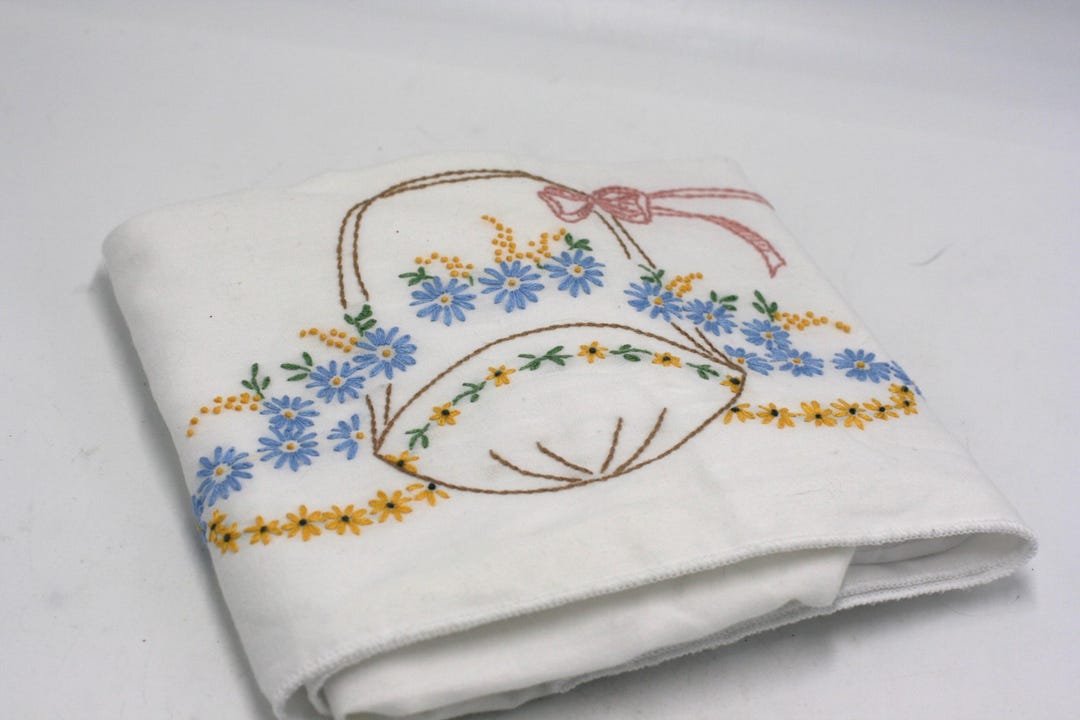 Vintage Hand Embroidered Standard Pillowcase - Etsy