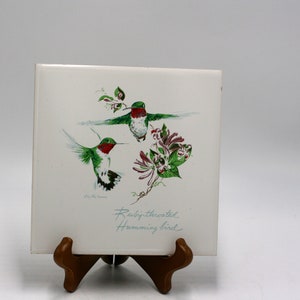 vintage Phyllis Howard Ruby Throated Hummingbird Tile image 1