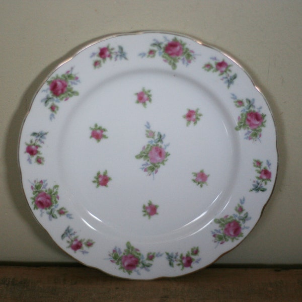 vintage lefton hand painted rose luncheon plate