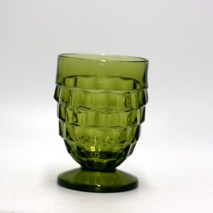 vintage Indiana Glass 8-ounce footed tumbler Whitehall Colony avocado green image 1