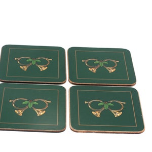 vintage Pimpernel Christmas Horn and Holly cork coasters made in England image 3