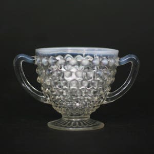 vintage moonstone hobnail open sugar bowl