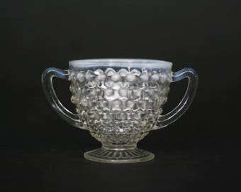 vintage moonstone hobnail open sugar bowl