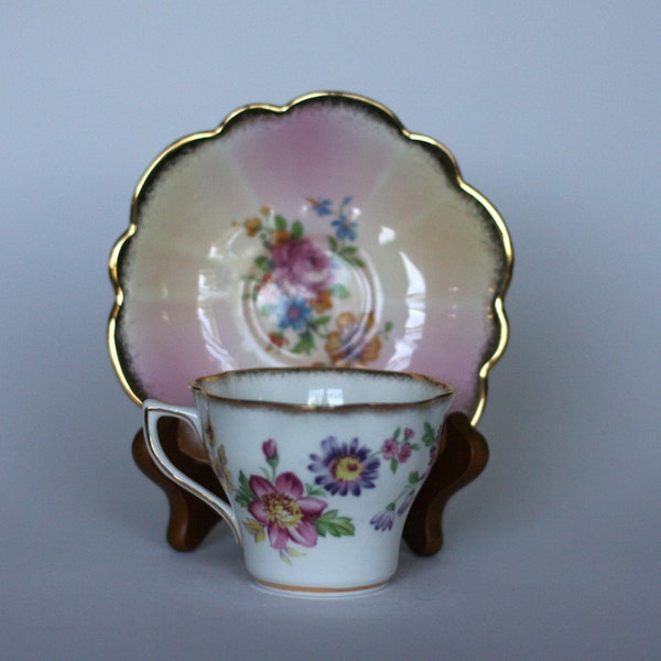 vintage tea cup mismatched tea cup and saucer made in england