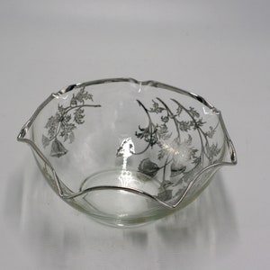 vintage glass bowl with silver overlay