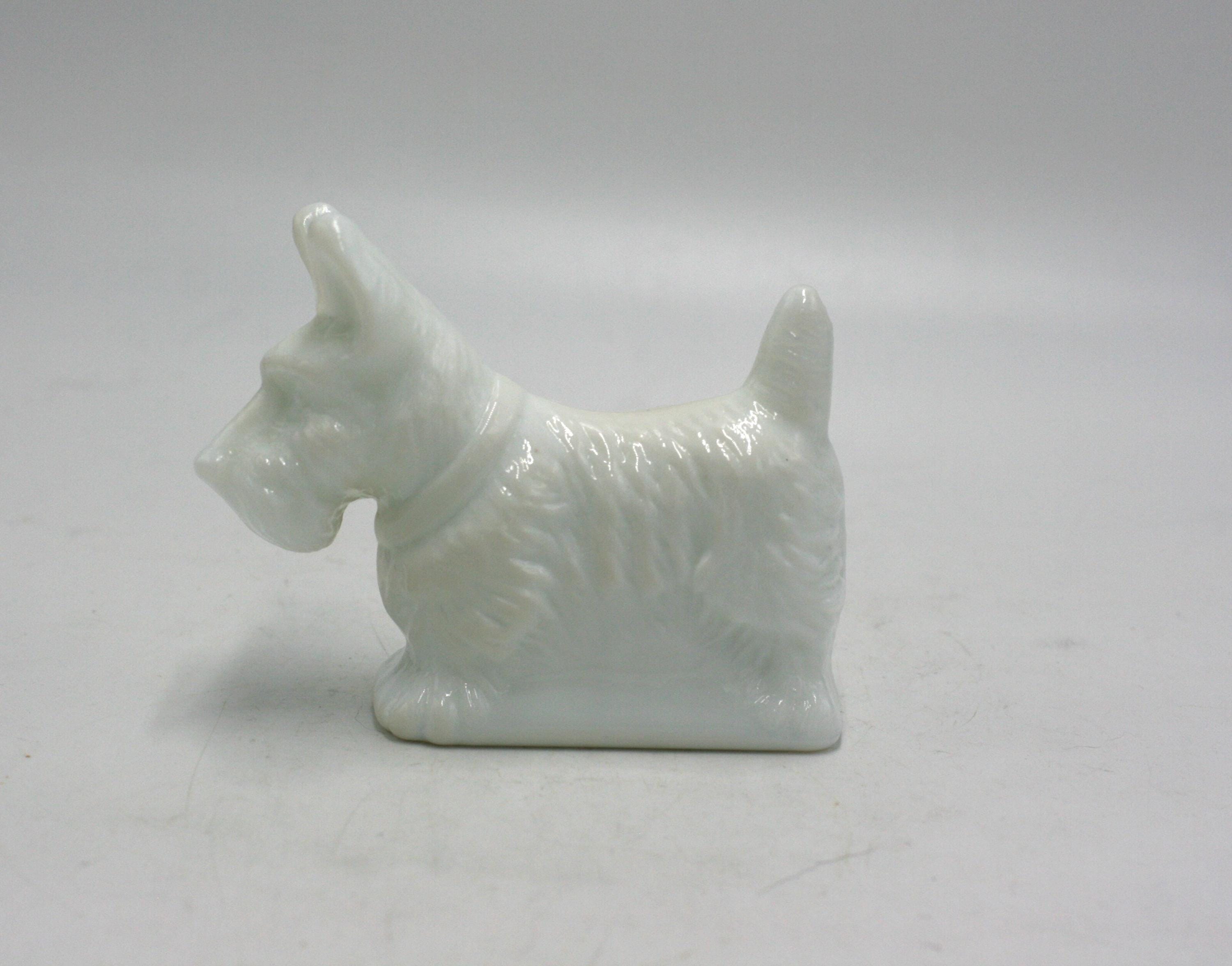 vintage Mosser Glass White Scottie Dog