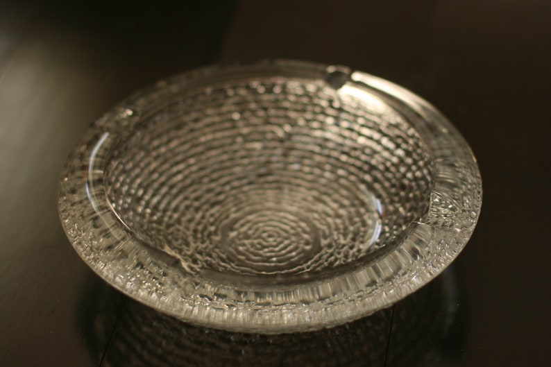 vintage soreno crystal clear glass ashtray image 2
