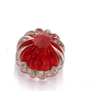 vintage clear glass with red paperweight image 4