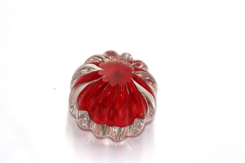 vintage clear glass with red paperweight image 4