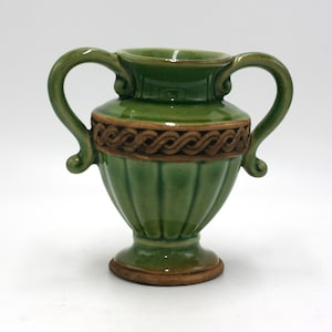 vintage green ceramic urn vase image 1