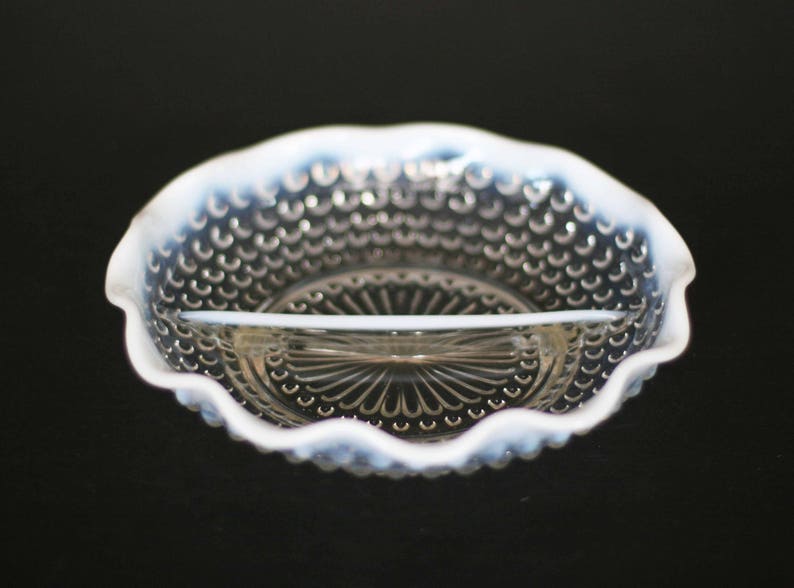 vintage moonstone hobnail divided dish image 2