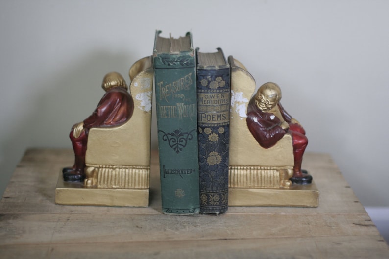 Vintage Chalk Bookends - Etsy
