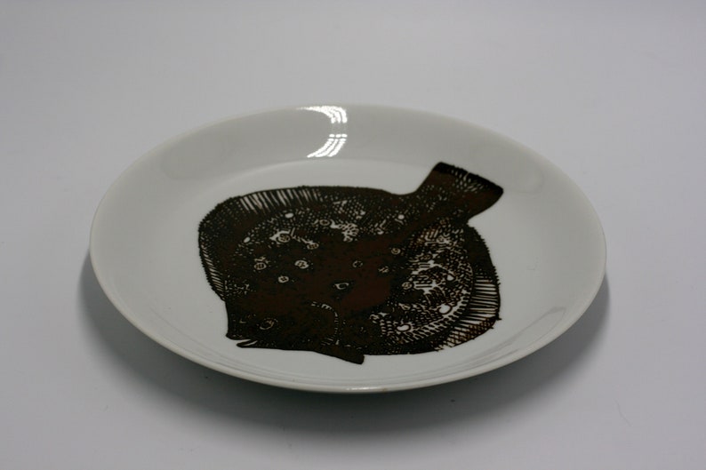 vintage Porsgrund brown fish plate made in Norway image 5
