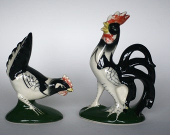 vintage rooster and hen ceramic