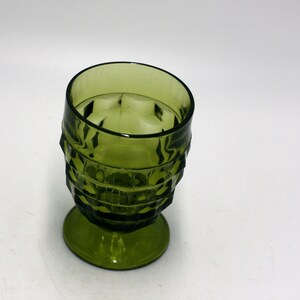 vintage Indiana Glass 8-ounce footed tumbler Whitehall Colony avocado green image 5