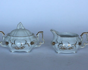 vintage lefton cream and sugar set hand painted # 20120