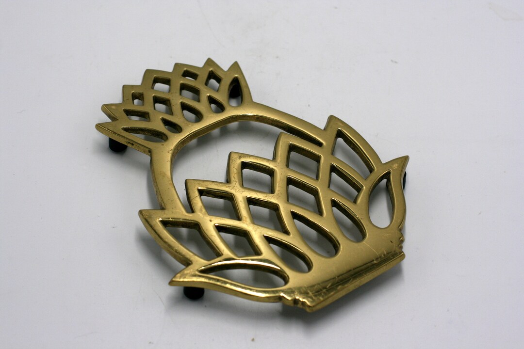 Vintage Brass Pineapple Trivet 1976 Etsy