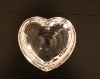 vintage Orrefors crystal heart votive holder/made in sweden