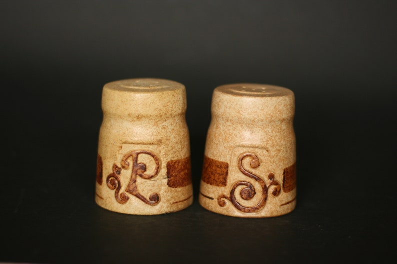 vintage pottery craft salt and pepper shakers/brow pottery shakers/made in USA image 1