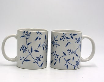 vintage cherry blossom coffee mugs made in Japan set of two