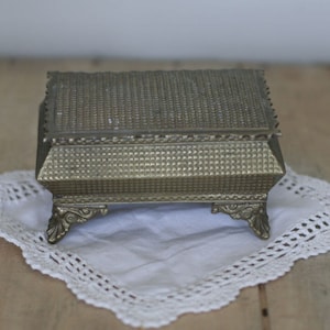 vintage brass jewelry casket
