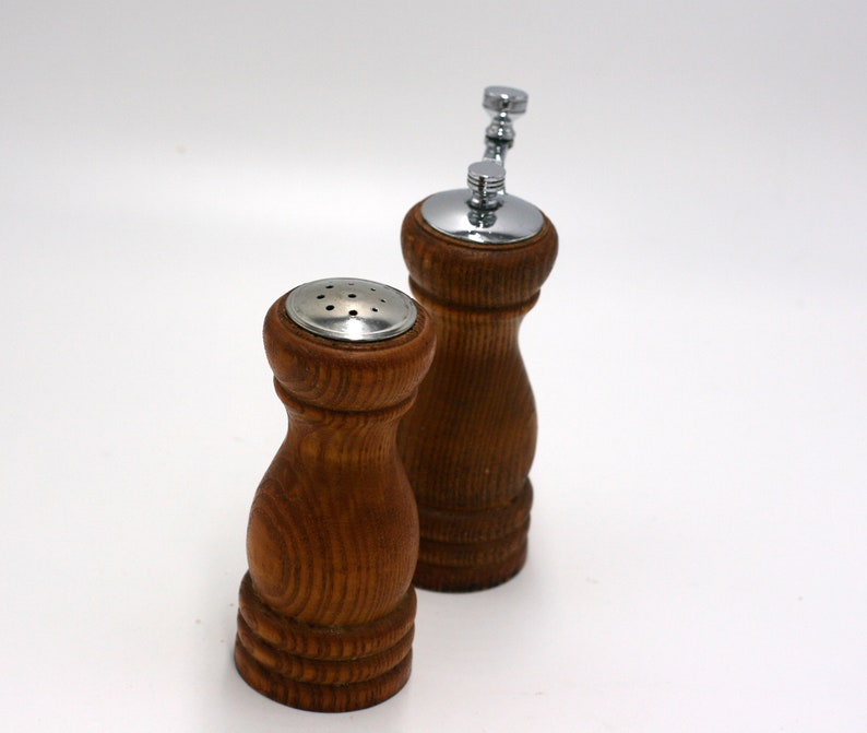 Vintage Olde Thompson Wood Salt Shaker and Pepper Grinder Etsy