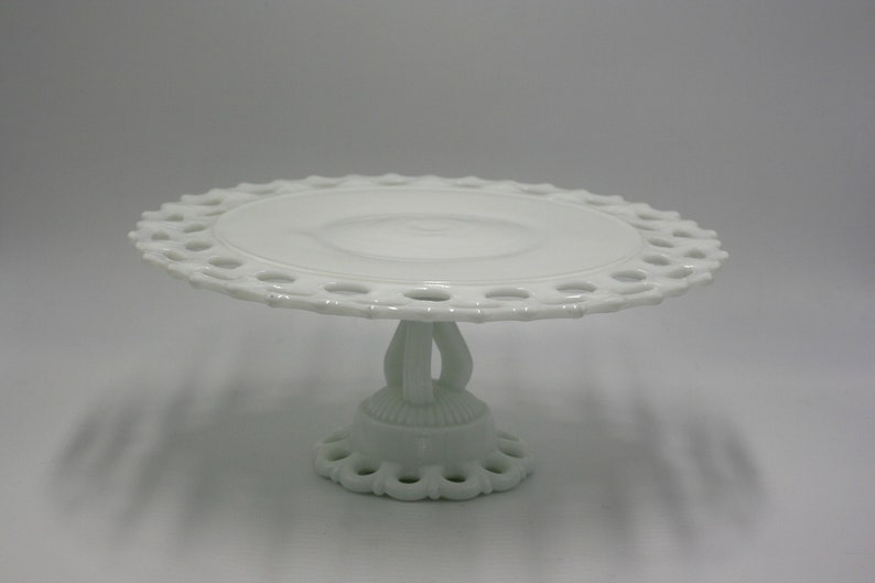 vintage westmoreland milkglass doric lace cake stand image 1