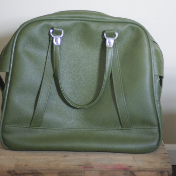 vintage moss green american tourister carry on bag