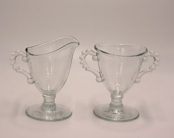 vintage imperial candlewick footed creamer and open sugar