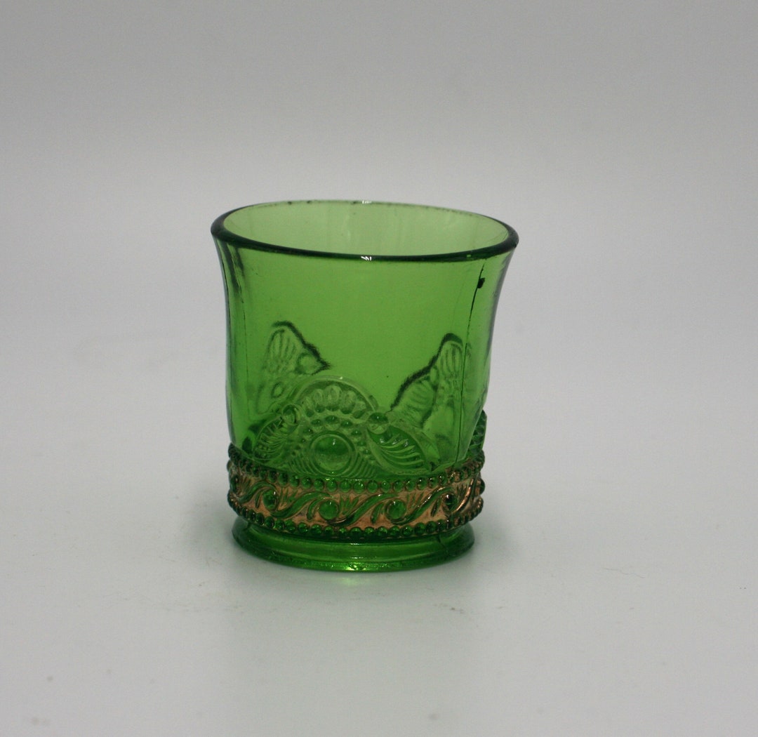 Vintage Green Depression Glass Toothpick Holder Etsy