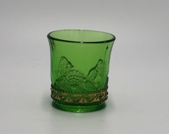 vintage green depression glass toothpick holder