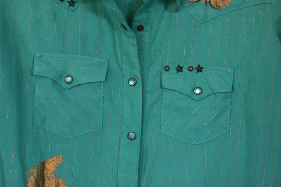 wrangler cowgirl shirt teal with gold transfers a… - image 4