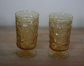 vintage anchor hocking gold lido glasses set of two