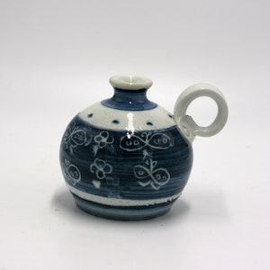 vintage blue and white pottery vase image 2