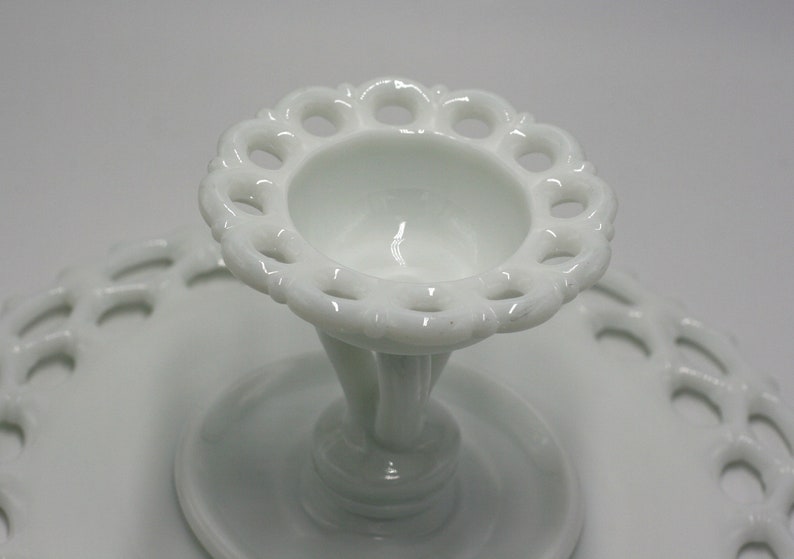 vintage westmoreland milkglass doric lace cake stand image 5