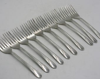 vintage Wm Rogers Inheritance Salad or Dessert Forks Set of Ten