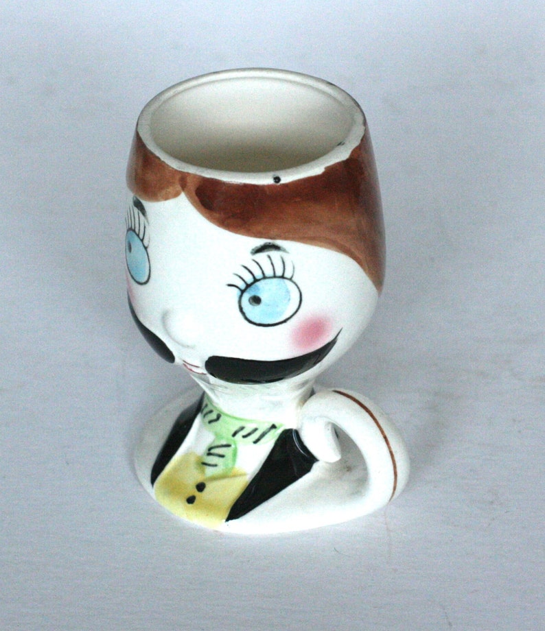 taza de cerámica vintage hombre con bigote hecho en japón imagen 3