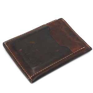 vintage brown leather credit card case image 1