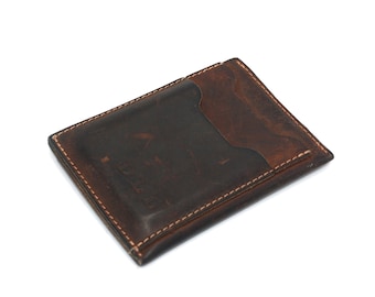 vintage brown leather credit card case