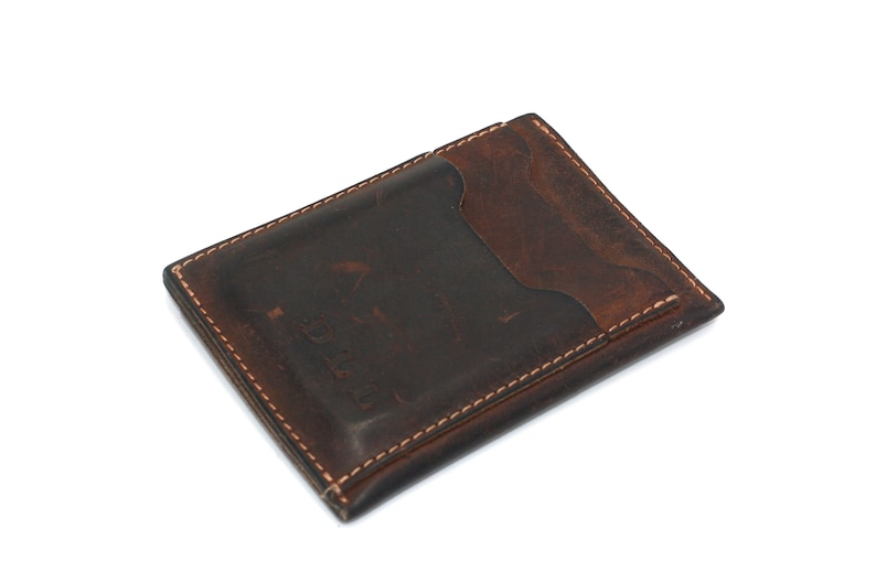 vintage brown leather credit card case image 1