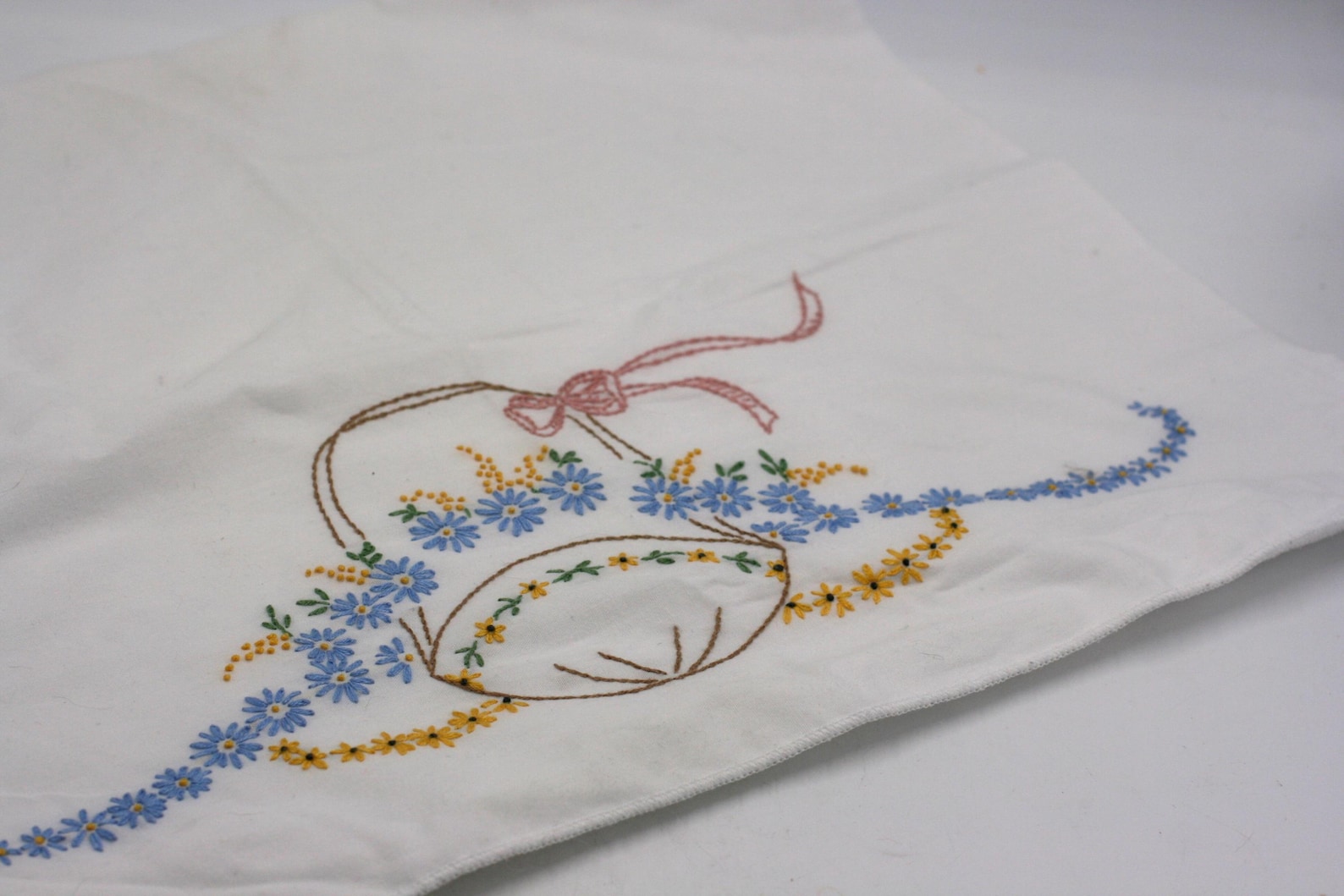 Vintage Hand Embroidered Standard Pillowcase - Etsy